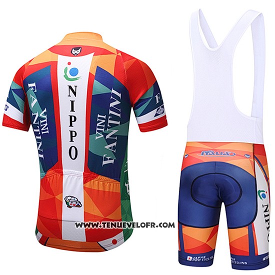 2018 Maillot Ciclismo Vini Fantini Orange et Bleu Manches Courtes et Cuissard